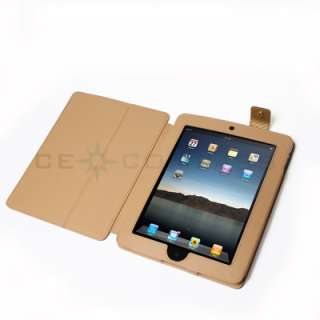 Apple iPad 1 Magnetic Yellow Leather Case Cover W/Stand  