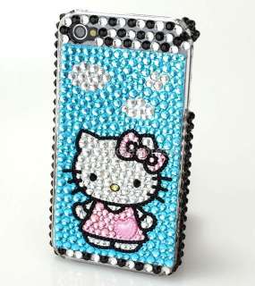 Bling Hello Kitty Blue Back Cover Case For Apple iPhone 4 4G  