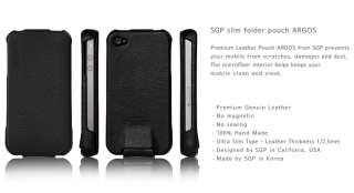 SGP Leather Case/Cover Argos Black for Apple iPhone 4S  