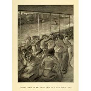  1909 Print New York City River Barge Boat Dancing Mexican 