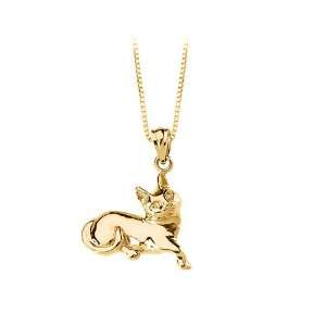  14K Yellow Gold 14.5 x 17 MM Cat Pendant with Chain 