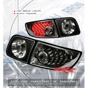   Door Sedan 04 05 06 Black Euro Axela LED Tail Light Pair Automotive