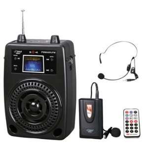   Lavalier Microphone, FM Radio, MP3/USB/SD, and Aux In/Out: Electronics