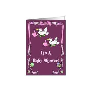  Stork Twin Girls Baby Shower Invitation Card: Health 