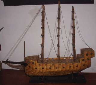 Rare Large Matchstick Folk Prison Art Sailboat Tramp Boat Ship Old 
