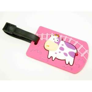  Travel Accessory Personalized Rubber Luggage Tag Pink Cow 