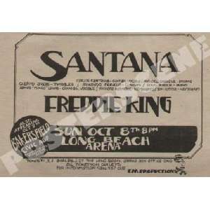  Santana John Prine Randy Tuten Concert Promo Ad 1972