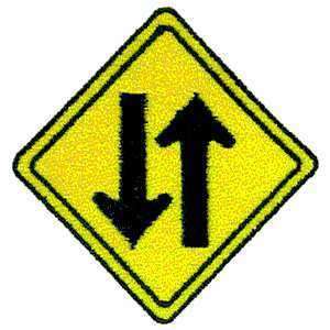 TWO WAY TRAFFIC Street Sign Iron On Patch  