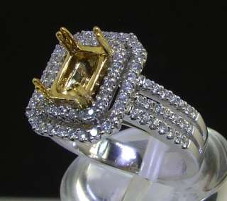 Two Tone Gold 100 Diamond Semi Mount Engagement Ring  