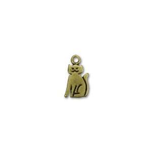    Antique Brass Plated Sitting Cat Charm: Arts, Crafts & Sewing
