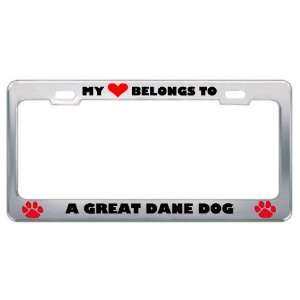 My Heart Belongs To A Great Dane Dog Animals Pets Metal License Plate 
