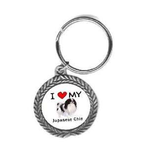  I Love My Japanese Chin Key Chain: Office Products