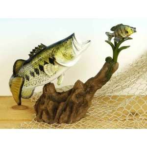  Land & Sea Striking Bass Fiberglass Fish Statue: Sports 