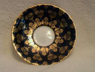 Aynsley Bone China Saucer Plate Made In England Blue Gold Floral 