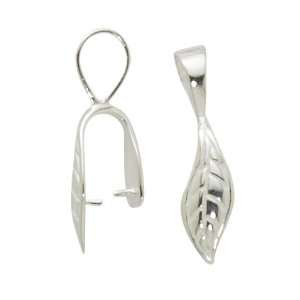  10mm Sterling Silver Leaf Design Bail with Pegs   Pack Of 