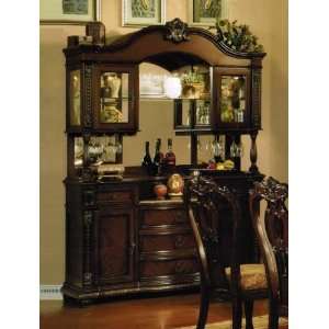  China Cabinet Buffet Hutch with Mirrored Back in Cherry 