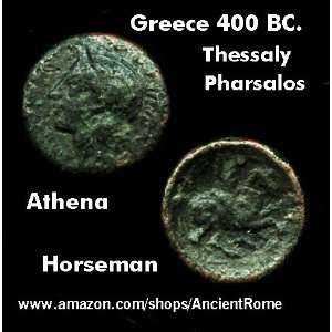   400 BC. ATHENA. CALVARYMAN. THESSALY. RARE COIN. 