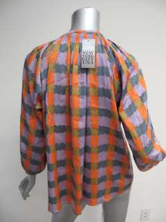 NWT Tucker Orange/Purple Printed Long Sleeve Button Down Blouse M 