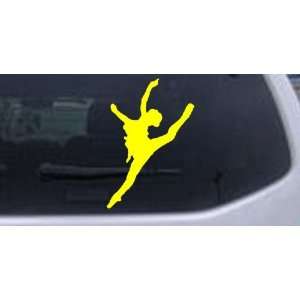 Dancer Silhouettes Car Window Wall Laptop Decal Sticker    Yellow 34in 