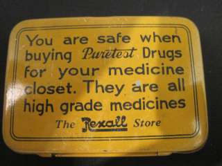vintage collectible puretest aspirin tin  