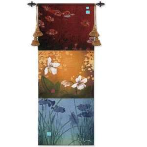 Aura Abstract Zen Floral Panel Tapestry by Don Li Leger 18 x 53 