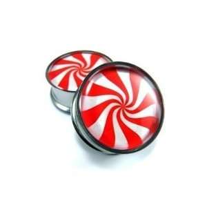   Peppermint Picture Plugs   1/2 Inch   12mm   Sold As a Pair Jewelry