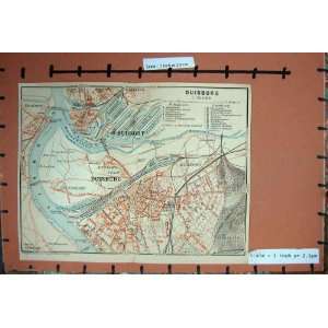  MAP 1910 RHINE STREET PLAN DUISBURG KASSLERFELD RIVER 