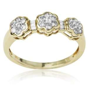    14k Yellow Gold and 0.50 ctw Diamond Mini Trio Ring 5.0: Jewelry