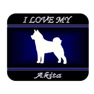  I Love My Akita Dog Mouse Pad   Blue Design Everything 