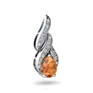  14K White Gold Pear Fire Opal Flame Pendant: Jewelry