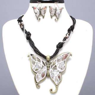   set pendant silver gold butterfly costume jewelry chain large chunky