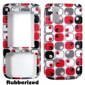  White with Red Black Gray Box Squares Dots Circles 