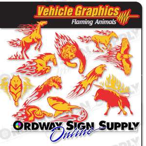 Vehicle Graphics Flaming Animals Collection Vinyl Ready to Cut Vector 