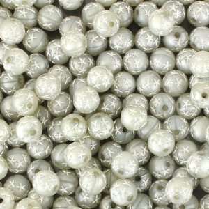  8mm Silver Round Acrylic Beads with Stars Arts, Crafts 