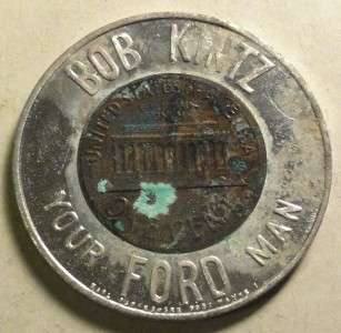 Encased Coin Bob Kintz Ford   Auto Dealer 1963 D Lincoln Cent (2m459 