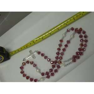  Traditional Clear Red Color Rosary Necklace with Cross for 