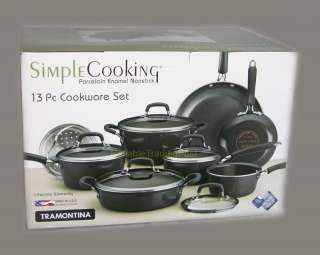 NEW Tramontina Simple Cooking Porcelain Enamel Nonstick 13 pc Cookware 