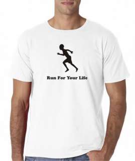 Mens Run For Your Life Running Sports Gym Track Cross Country T Shirt 