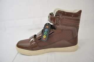 COOGI   AYERS HI TOP BROWN PERFORATED LEATHER MENS SNEAKER CMF203 SIZE 