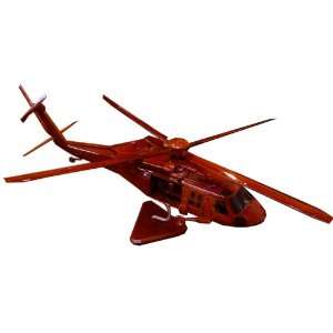  Mahogany Wooden Display Model MH 60 Black Hawk Helicopter 