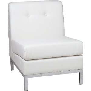 Office Star Products Avenue Six Wall Street White Faux Leather Armless 