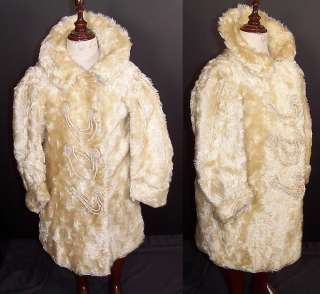 Edwardian Childs Antique Blonde Curly Mohair Fur Winter Coat Jacket 