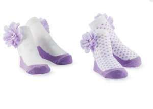 NWT Mud Pie Baby Buds Purple Flower Socks, 12 24 Months  