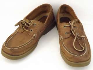 Mens boat shoes brown leather Sperry Top Sider 8.5 M moccasins  