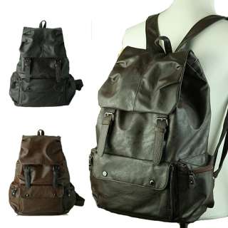 vintage leather rucksack backpacklarge; laptop black  