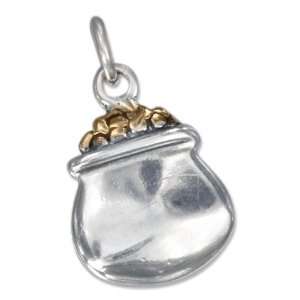  Sterling Silver Two tone Pot Of Gold Charm.: Jewelry