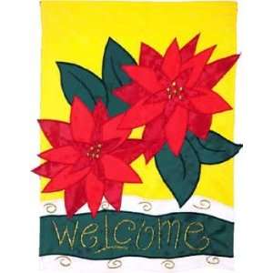 Toland Flag Standard Size 28x44 Applique Christmas Poinsettia #2392