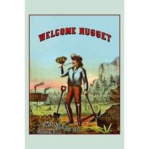  Welcome Nugget Tobacco Label   12x18 Framed Print in Black 