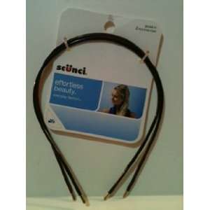 Scunci Very Thin Wire Headbands with Smooth Gold Colored Tips (1 Brown 