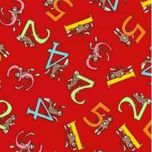 Funky Monkey Red Numbers By Erin Michael for Moda BTY Yard
